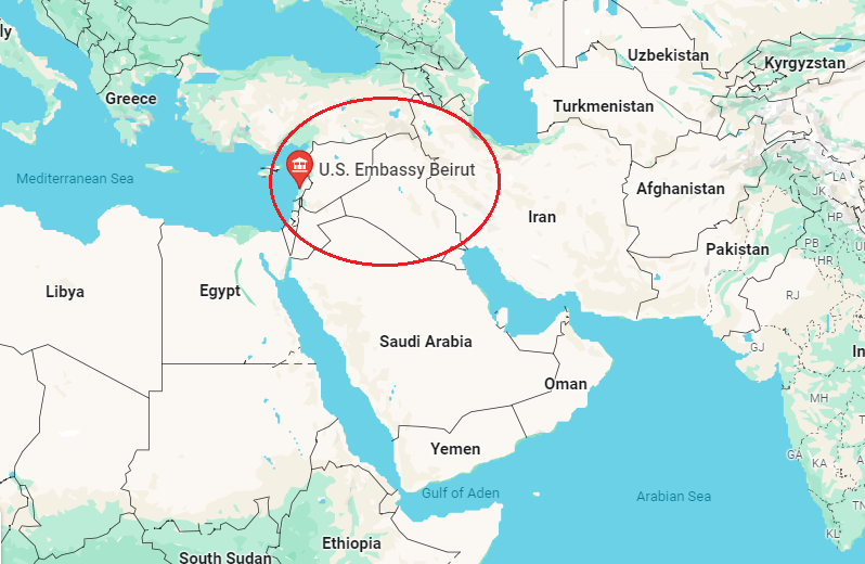 آدرس سفارت آمریکا در بیروت لبنان